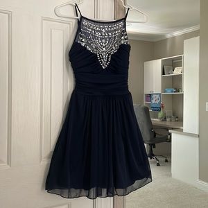 B Darlin navy dress with rhinestones